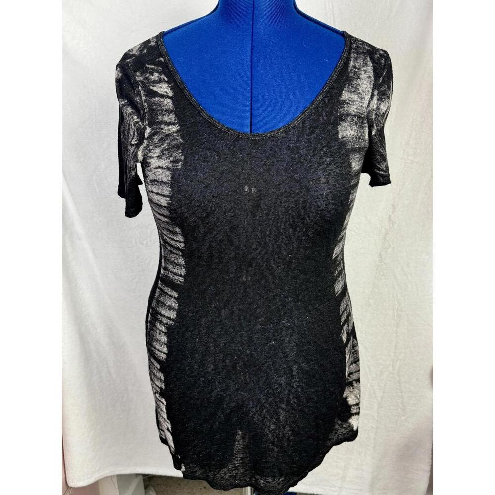 T party black acid wash long top lace back split y2k grunge bodycon short sleeve